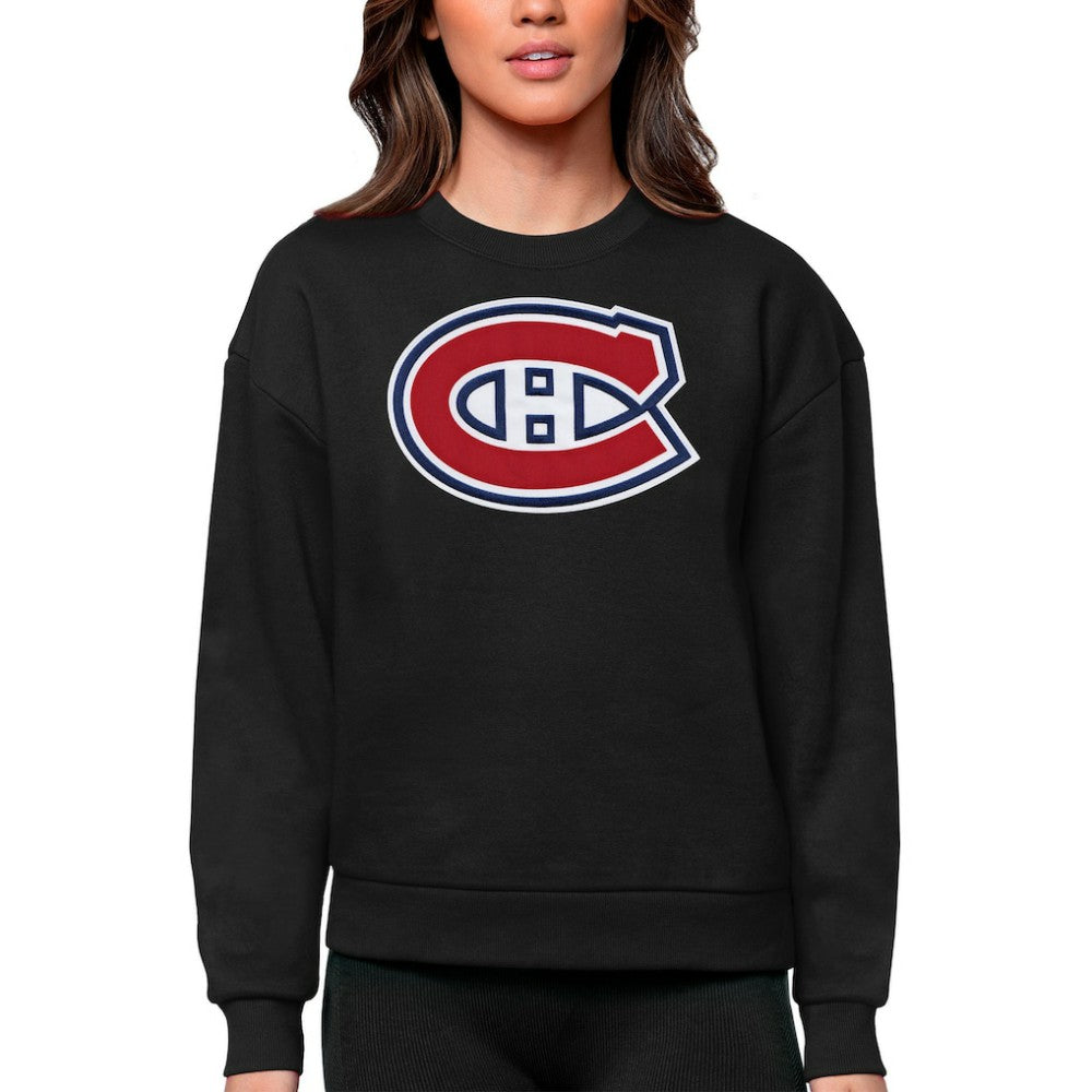 Montreal Canadiens Antigua Women's Team Logo Victory Crewneck Pullover Sweatshirt - Black | NHL online