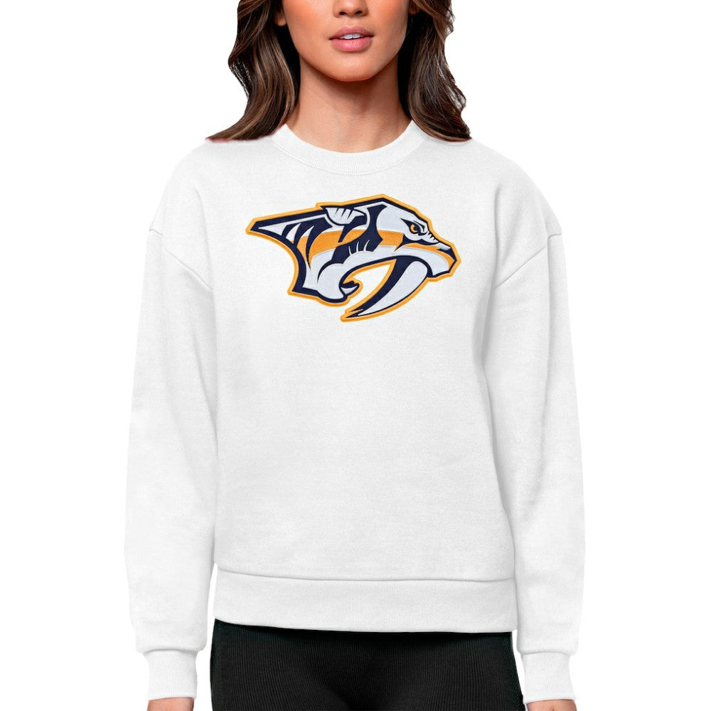 Nashville Predators Antigua Women's Team Logo Victory Crewneck Pullover Sweatshirt - White | NHL sale