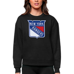 New York Rangers Antigua Women's Team Logo Victory Crewneck Pullover Sweatshirt - Black | NHL on sale