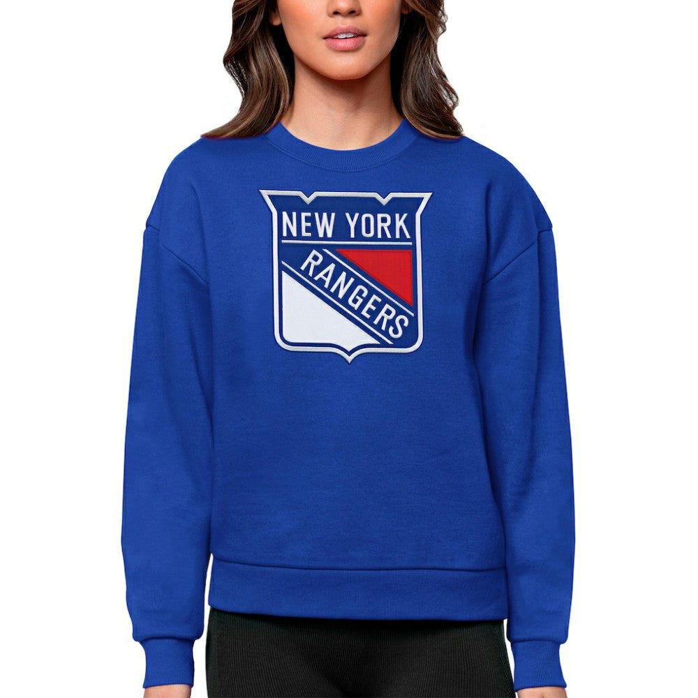 New York Rangers Antigua Women's Team Logo Victory Crewneck Pullover Sweatshirt - Royal | NHL online