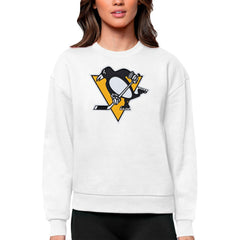 Pittsburgh Penguins Antigua Women's Team Logo Victory Crewneck Pullover Sweatshirt - White | NHL near me