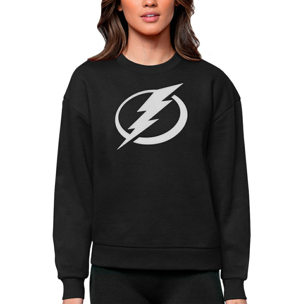 Tampa Bay Lightning Antigua Women's Team Logo Victory Crewneck Pullover Sweatshirt - Black | NHL on sale