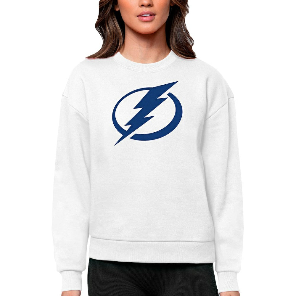 Tampa Bay Lightning Antigua Women's Team Logo Victory Crewneck Pullover Sweatshirt - White | NHL online