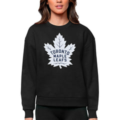 Toronto Maple Leafs Antigua Women's Team Logo Victory Crewneck Pullover Sweatshirt - Black | NHL near me