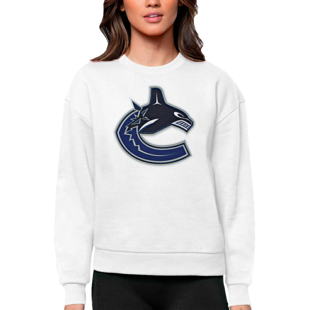 Vancouver Canucks Antigua Women's Team Logo Victory Crewneck Pullover Sweatshirt - White | NHL discount
