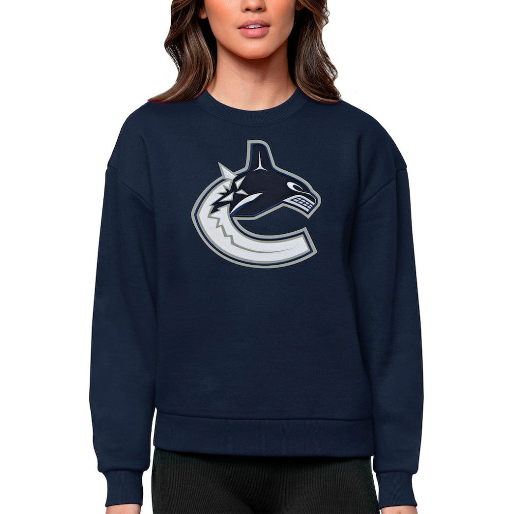 Vancouver Canucks Antigua Women's Team Logo Victory Crewneck Pullover Sweatshirt - Navy | NHL sale