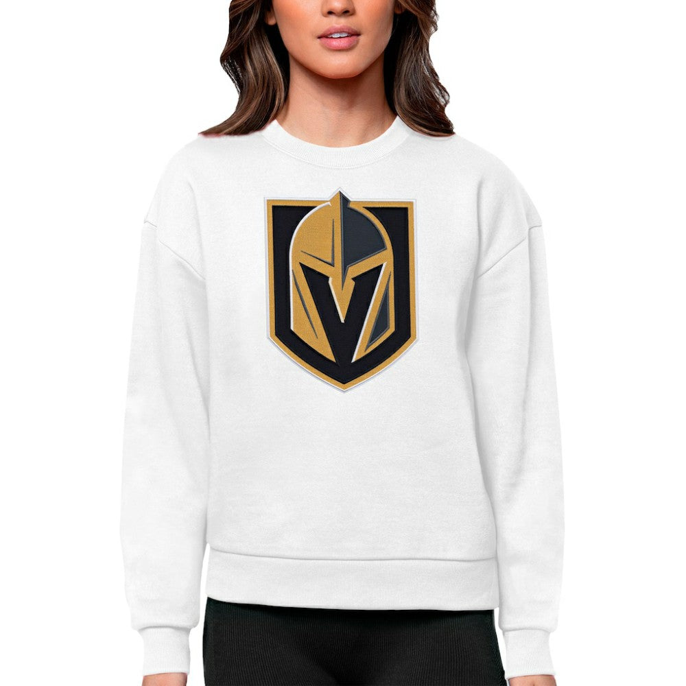 Vegas Golden Knights Antigua Women's Team Logo Victory Crewneck Pullover Sweatshirt - White | NHL on sale