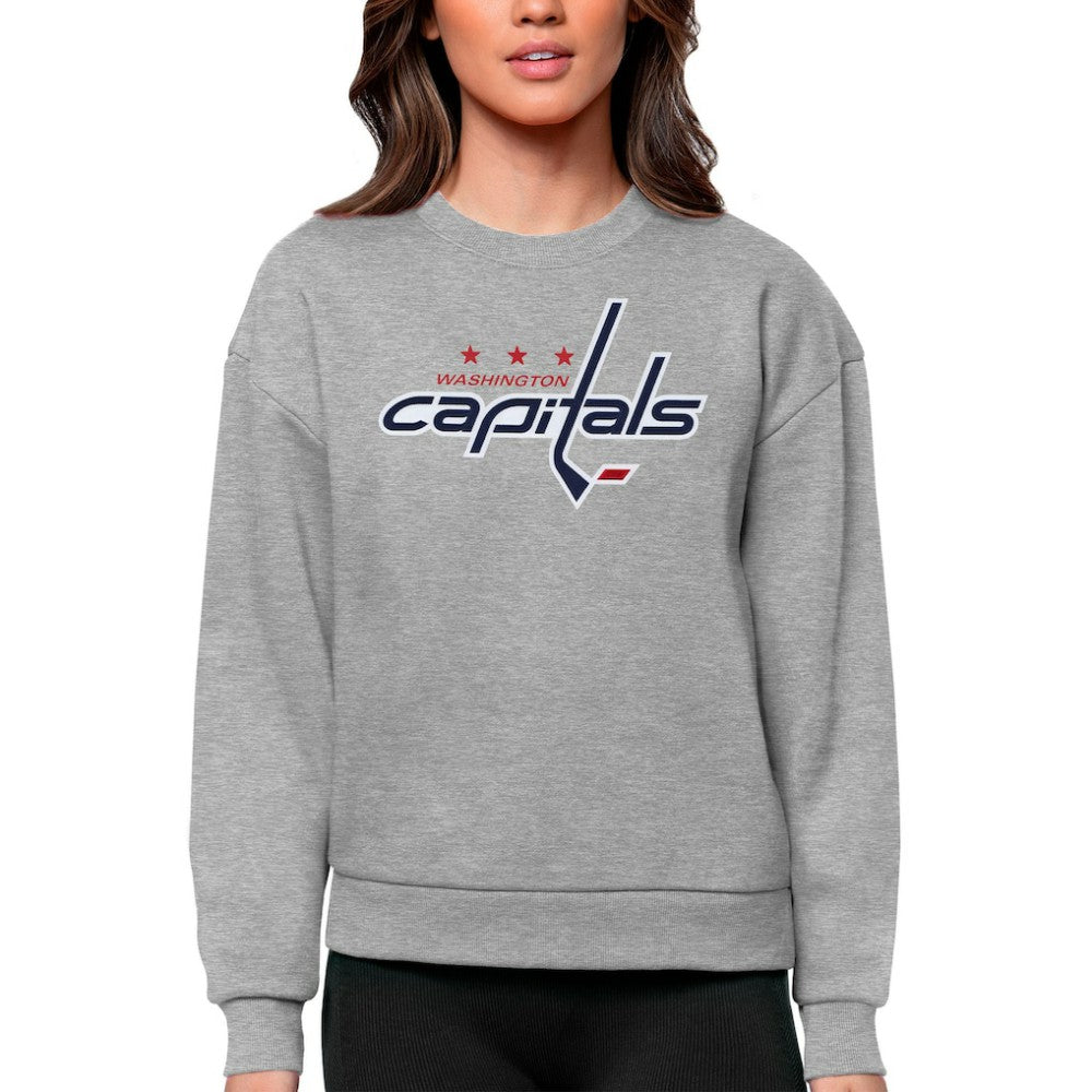 Washington Capitals Antigua Women's Team Logo Victory Crewneck Pullover Sweatshirt - Heather Gray | NHL on sale