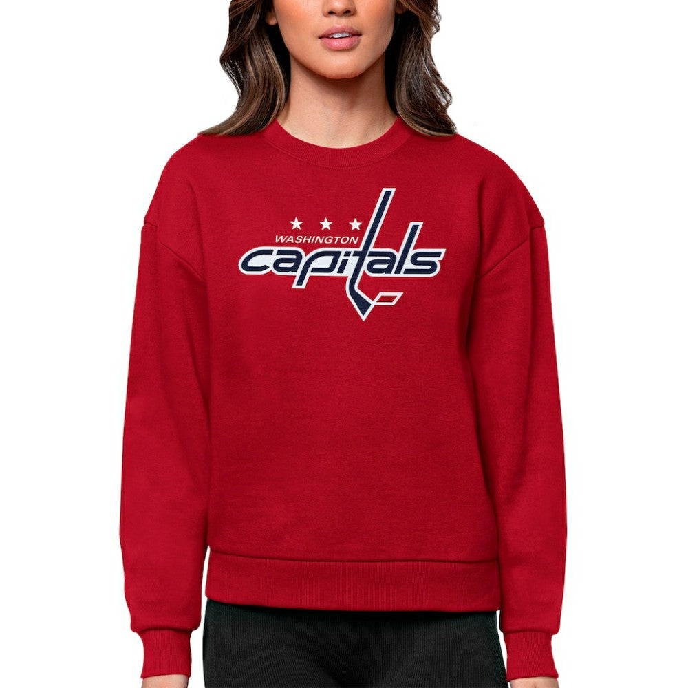 Washington Capitals Antigua Women's Team Logo Victory Crewneck Pullover Sweatshirt - Red | NHL Lifestyle