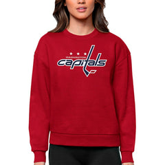 Washington Capitals Antigua Women's Team Logo Victory Crewneck Pullover Sweatshirt - Red | NHL Lifestyle
