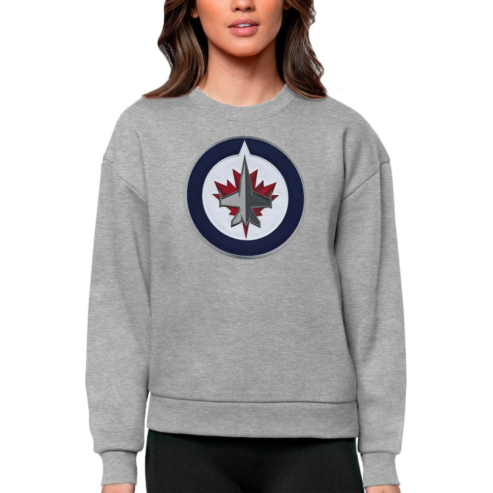 Winnipeg Jets Antigua Women's Team Logo Victory Crewneck Pullover Sweatshirt - Heather Gray | NHL online
