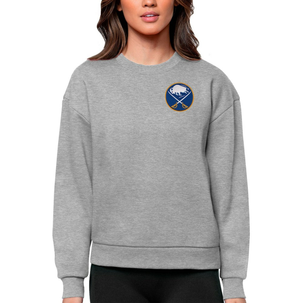 Buffalo Sabres Antigua Women's Victory Crewneck Pullover Sweatshirt - Heather Gray | NHL near me