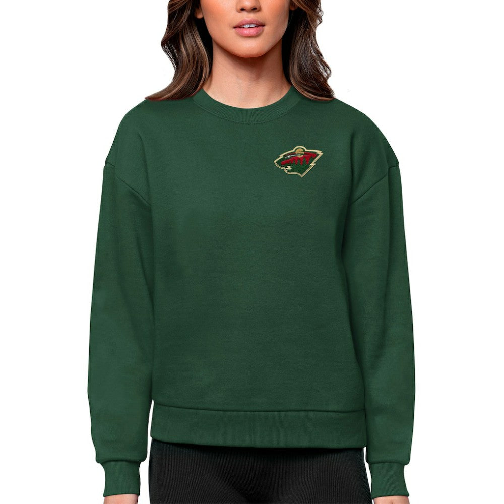 Minnesota Wild Antigua Women's Victory Crewneck Pullover Sweatshirt - Green | NHL Clearance