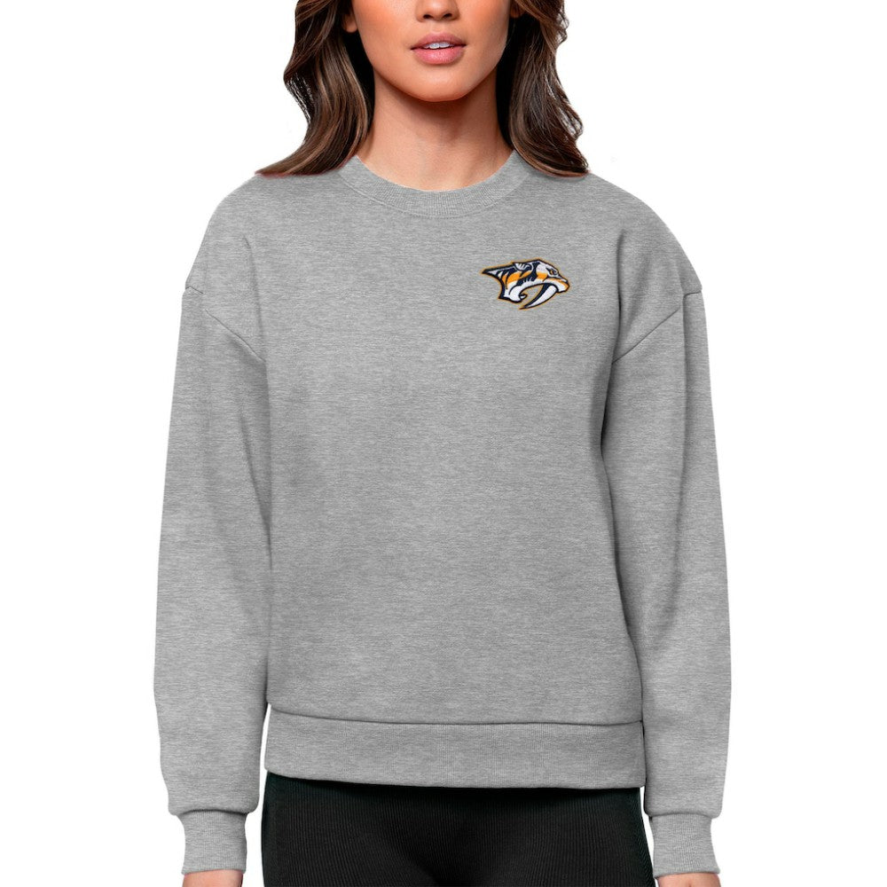 Nashville Predators Antigua Women's Victory Crewneck Pullover Sweatshirt - Heather Gray | NHL discount