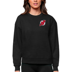New Jersey Devils Antigua Women's Victory Crewneck Pullover Sweatshirt - Black | NHL on sale