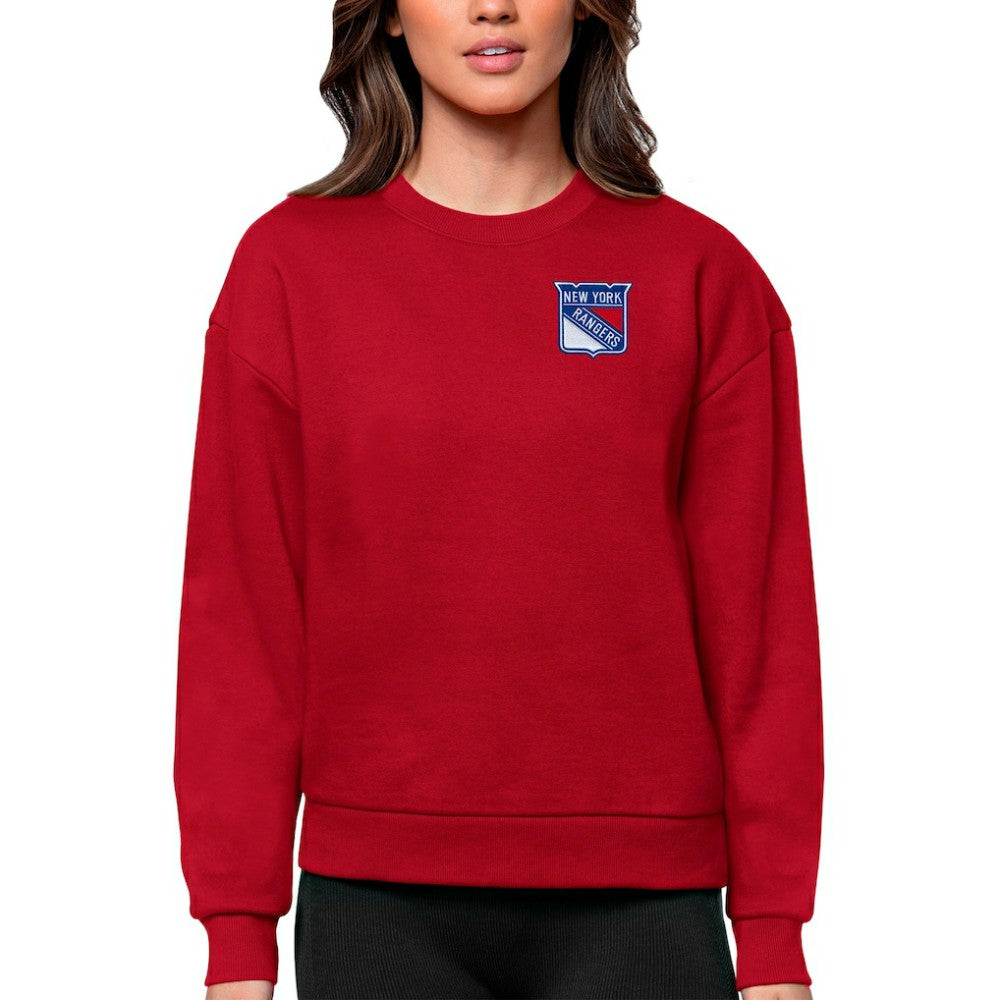 New York Rangers Antigua Women's Victory Crewneck Pullover Sweatshirt - Red | NHL on sale