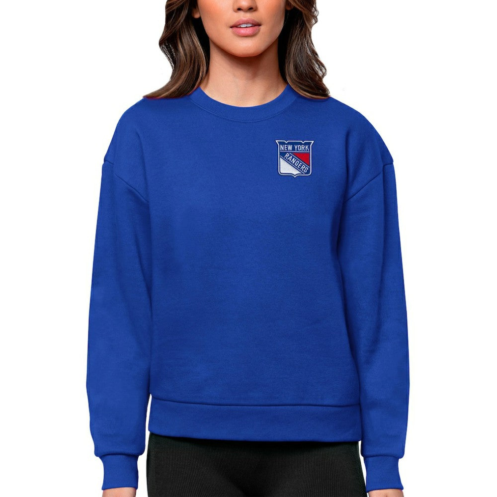 New York Rangers Antigua Women's Victory Crewneck Pullover Sweatshirt - Royal | NHL discount