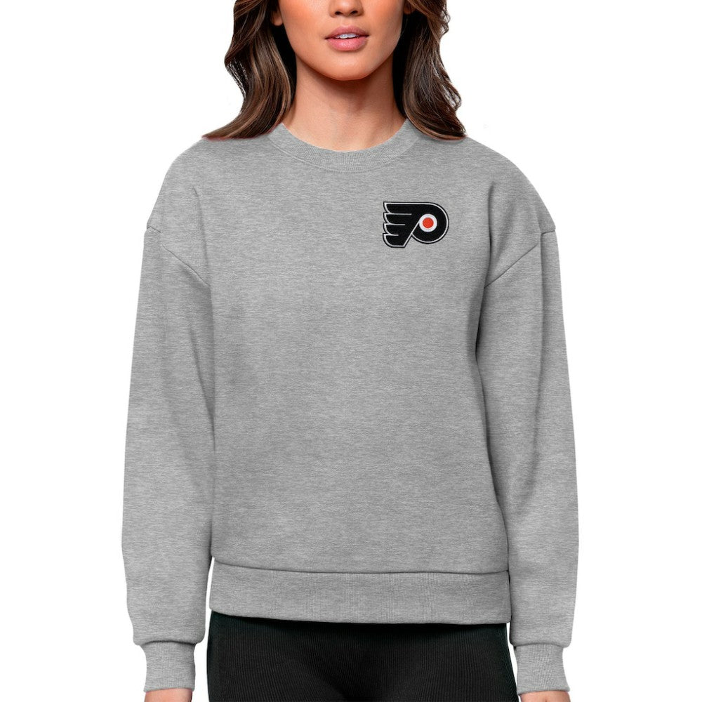 Philadelphia Flyers Antigua Women's Victory Crewneck Pullover Sweatshirt - Heather Gray | NHL Lifestyle