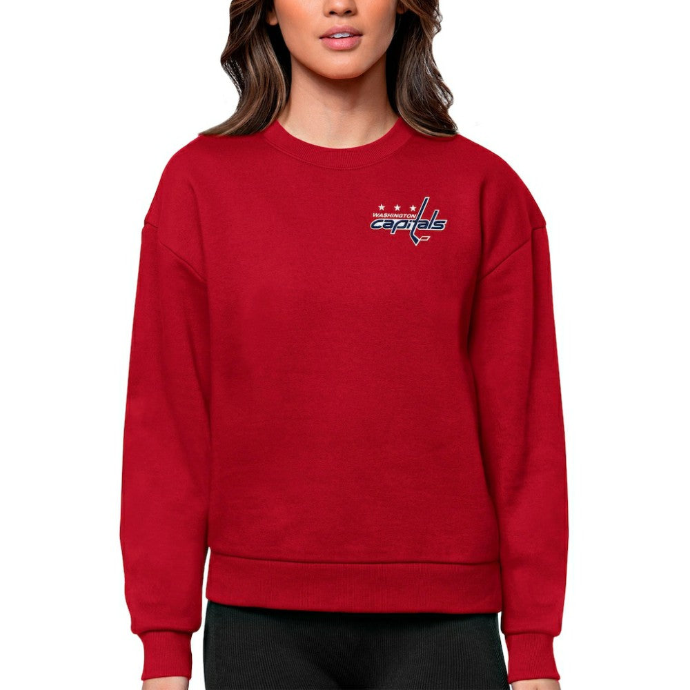 Washington Capitals Antigua Women's Victory Crewneck Pullover Sweatshirt - Red | NHL Lifestyle