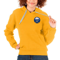 Buffalo Sabres Antigua Women's Victory Pullover Hoodie - Gold | NHL Clearance