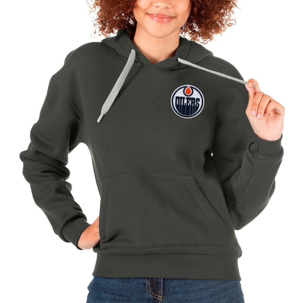 Edmonton Oilers Antigua Women's Victory Pullover Hoodie - Charcoal | NHL discount