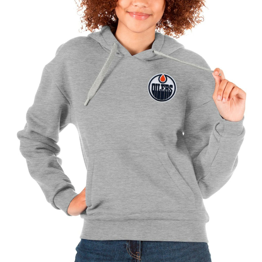 Edmonton Oilers Antigua Women's Victory Pullover Hoodie - Heather Gray | NHL online