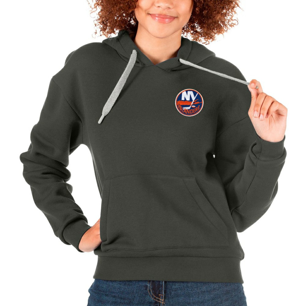 New York Islanders Antigua Women's Victory Pullover Hoodie - Charcoal | NHL Clearance