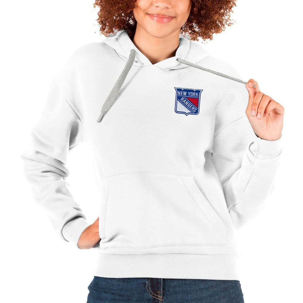 New York Rangers Antigua Women's Victory Pullover Hoodie - White | NHL Lifestyle