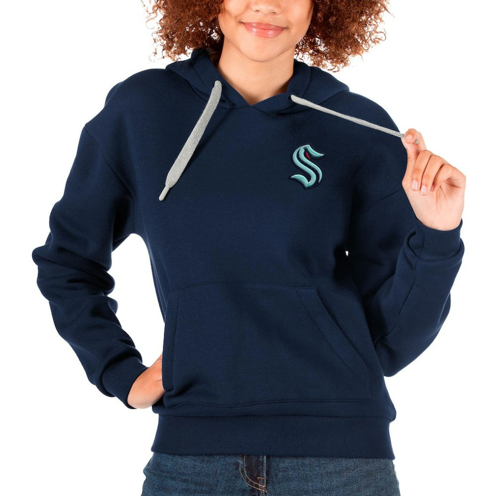 Seattle Kraken Antigua Women's Victory Pullover Hoodie - Navy | NHL Clearance
