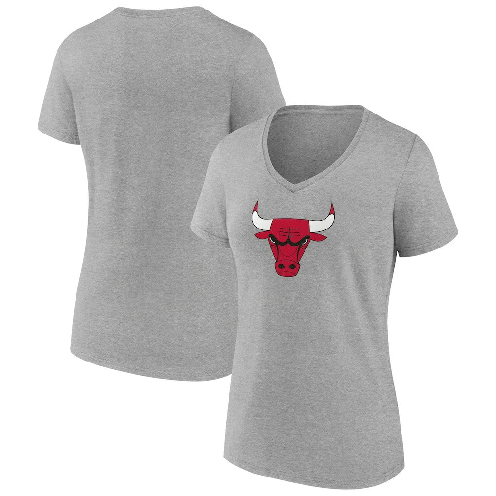 Chicago Bulls Women's Logo V-Neck T-Shirt Gray