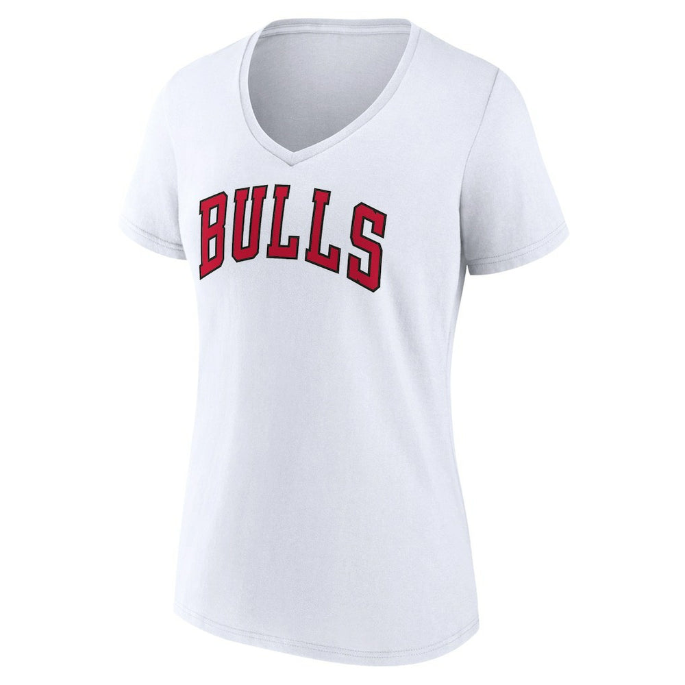 Chicago Bulls Women's Wordmark V-Neck T-Shirt White