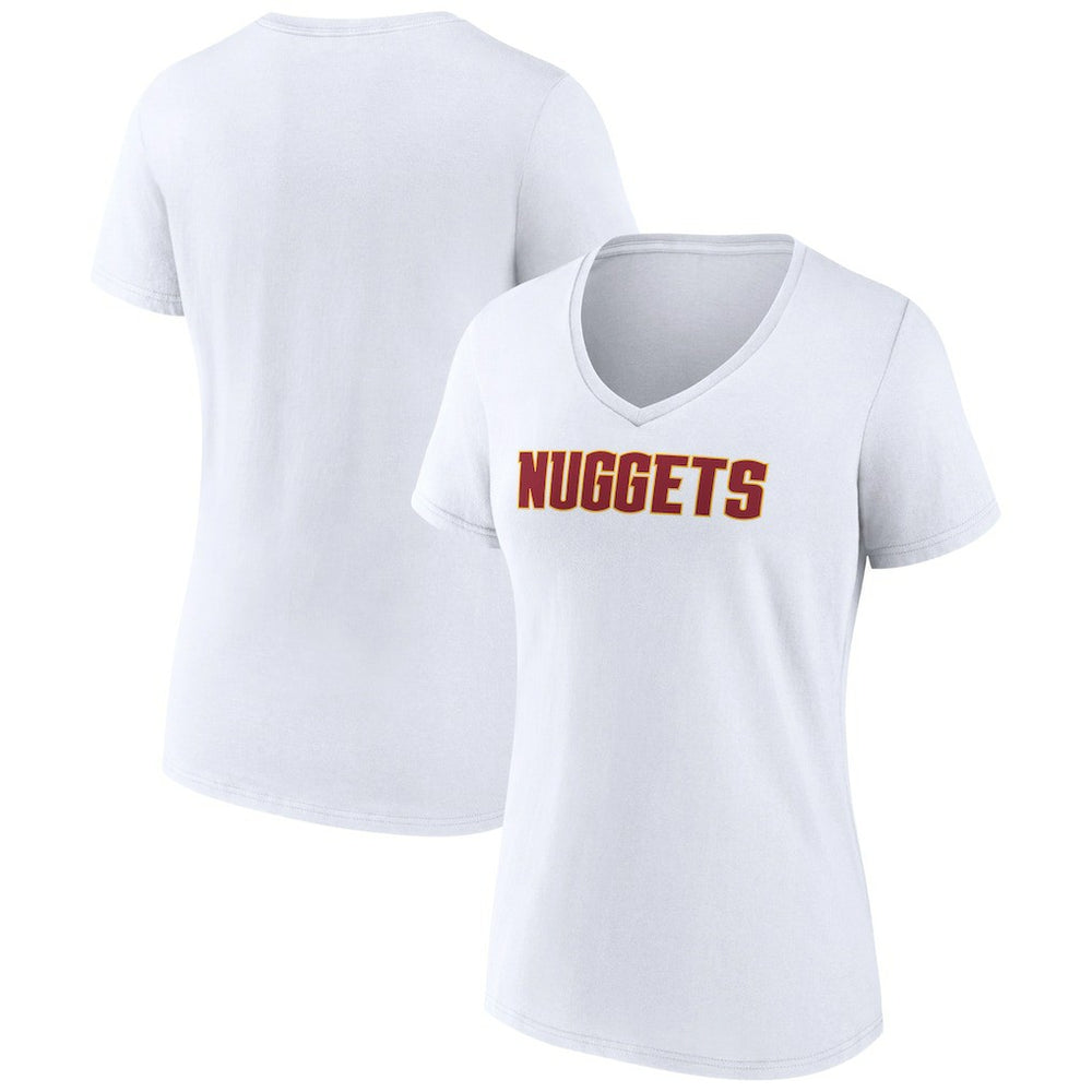 Denver Nuggets Women's Wordmark V-Neck T-Shirt White