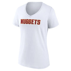 Denver Nuggets Women's Wordmark V-Neck T-Shirt White