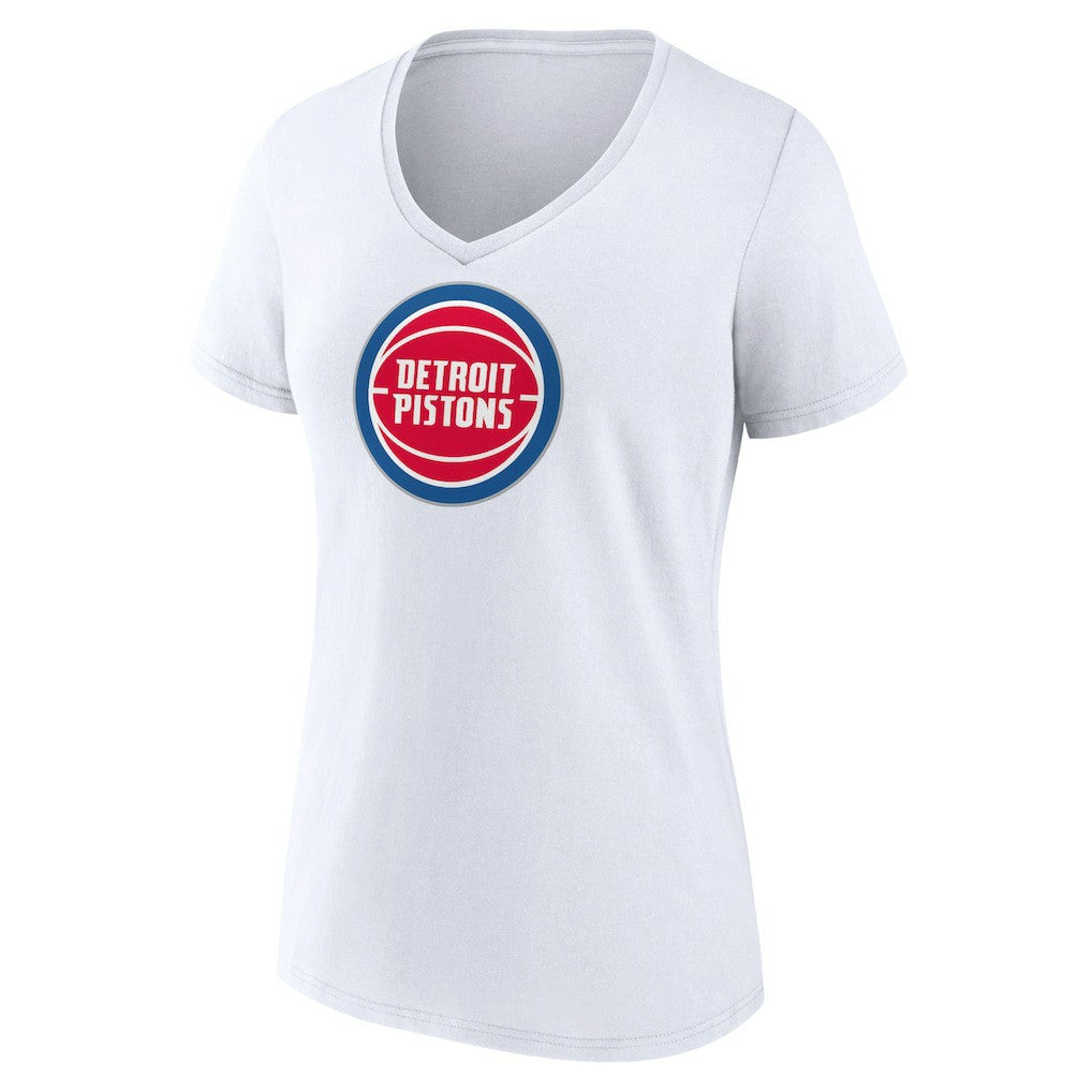 Detroit Pistons Women's Logo V-Neck T-Shirt White