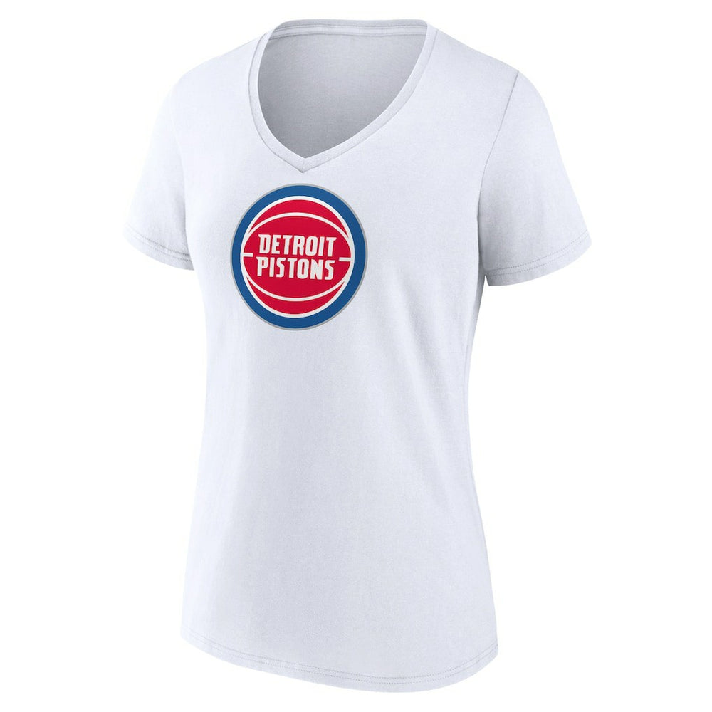 Detroit Pistons Women's Logo V-Neck T-Shirt White