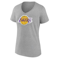 Los Angeles Lakers Women's Logo V-Neck T-Shirt Gray