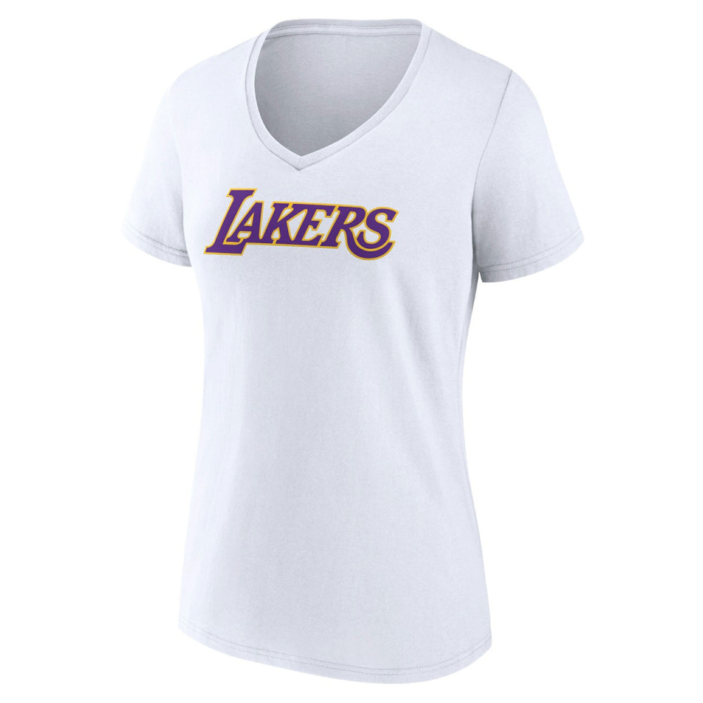 Los Angeles Lakers Women's Wordmark V-Neck T-Shirt White