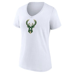 Milwaukee Bucks Women's Logo V-Neck T-Shirt White