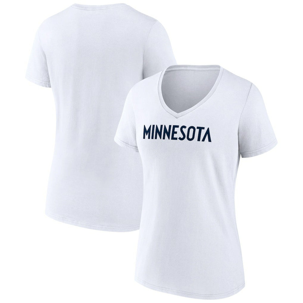 Minnesota Timberwolves Women's Wordmark V-Neck T-Shirt White