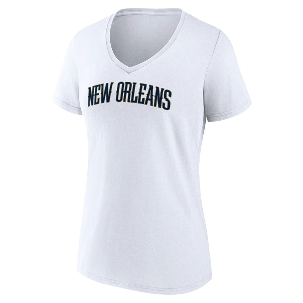 New Orleans Pelicans Women's Wordmark V-Neck T-Shirt White
