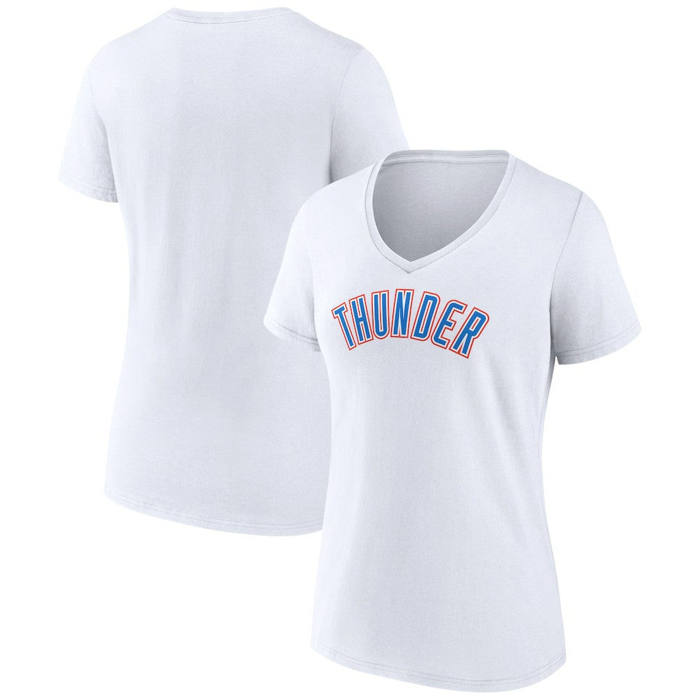 Oklahoma City Thunder Women's Wordmark V-Neck T-Shirt White