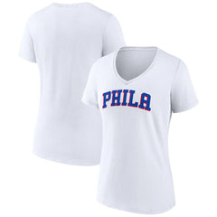 Philadelphia 76ers Women's Wordmark V-Neck T-Shirt White