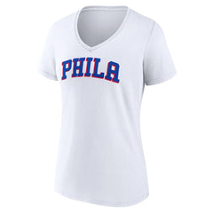 Philadelphia 76ers Women's Wordmark V-Neck T-Shirt White