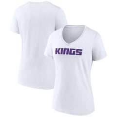 Sacramento Kings Women's Wordmark V-Neck T-Shirt White