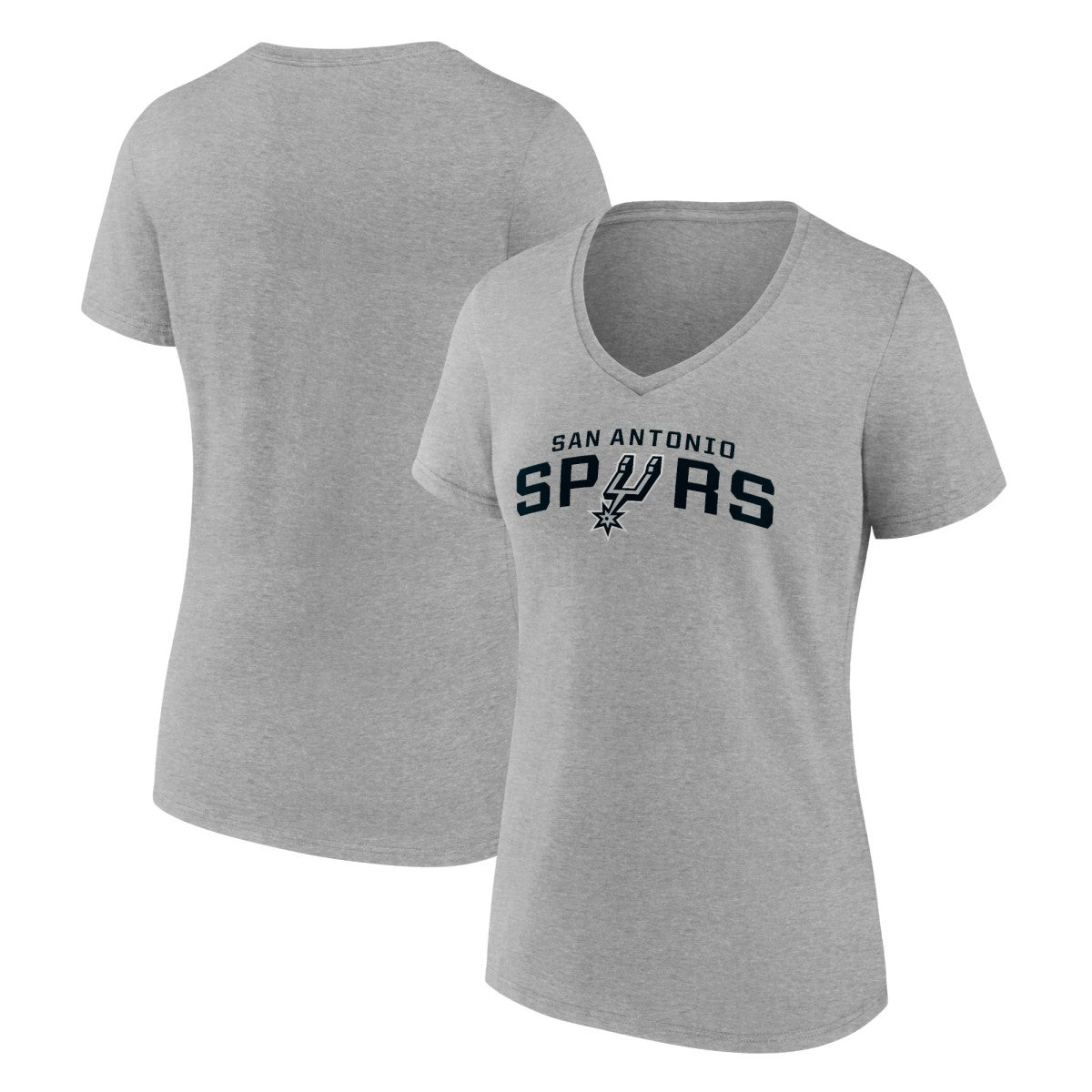 San Antonio Spurs Women's Wordmark V-Neck T-Shirt Gray