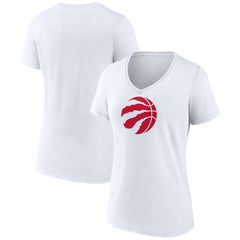 Toronto Raptors Women's Primary Logo V-Neck T-Shirt White