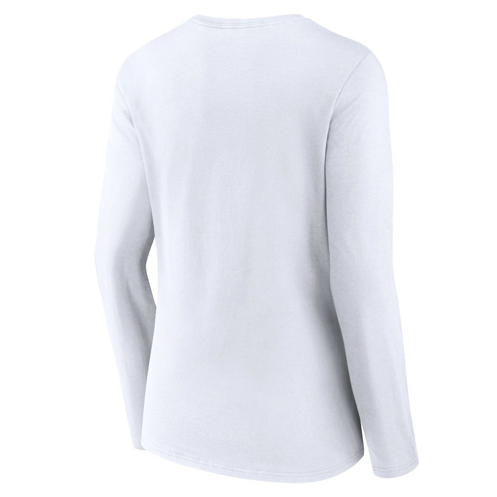 Brooklyn Nets Women's Logo Long Sleeve V-Neck T-Shirt White