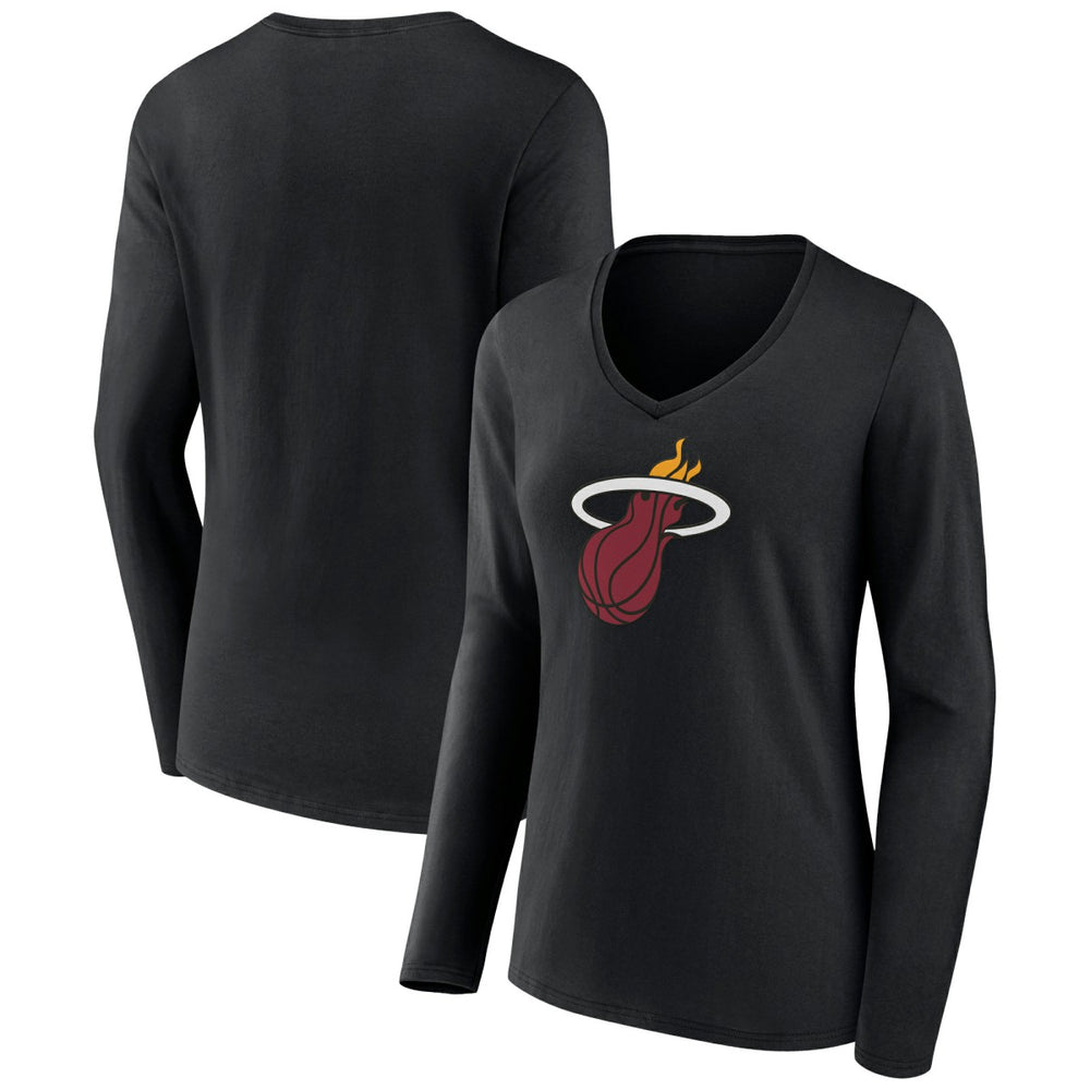 Miami Heat Women's Logo Long Sleeve V-Neck T-Shirt Black