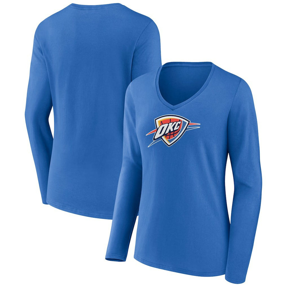 Oklahoma City Thunder Women's Logo Long Sleeve V-Neck T-Shirt Blue