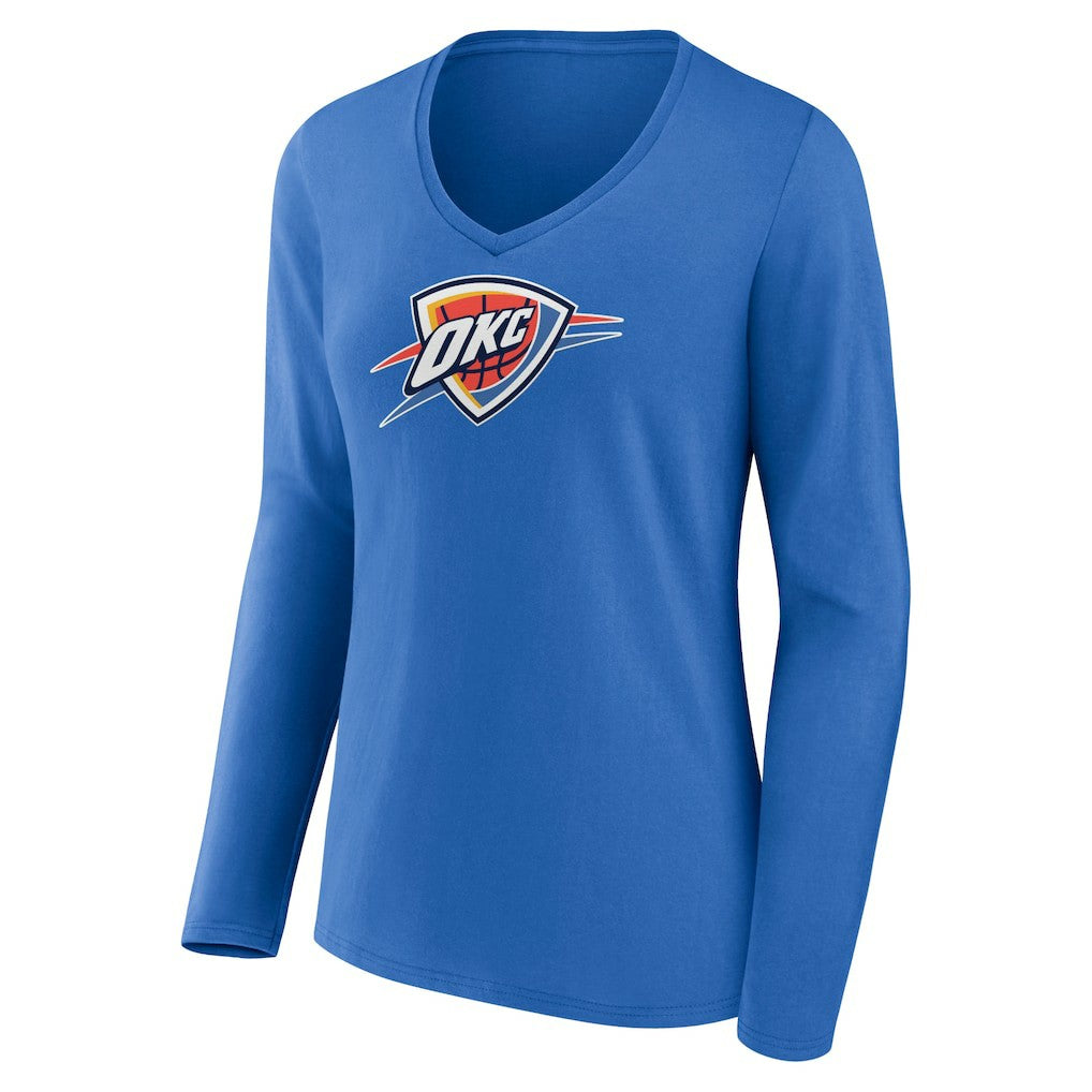 Oklahoma City Thunder Women's Logo Long Sleeve V-Neck T-Shirt Blue